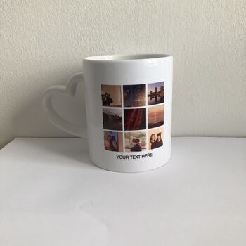 Personalised Collage Photo Mug With Heart Handle *Optional Text*, 4 of 6