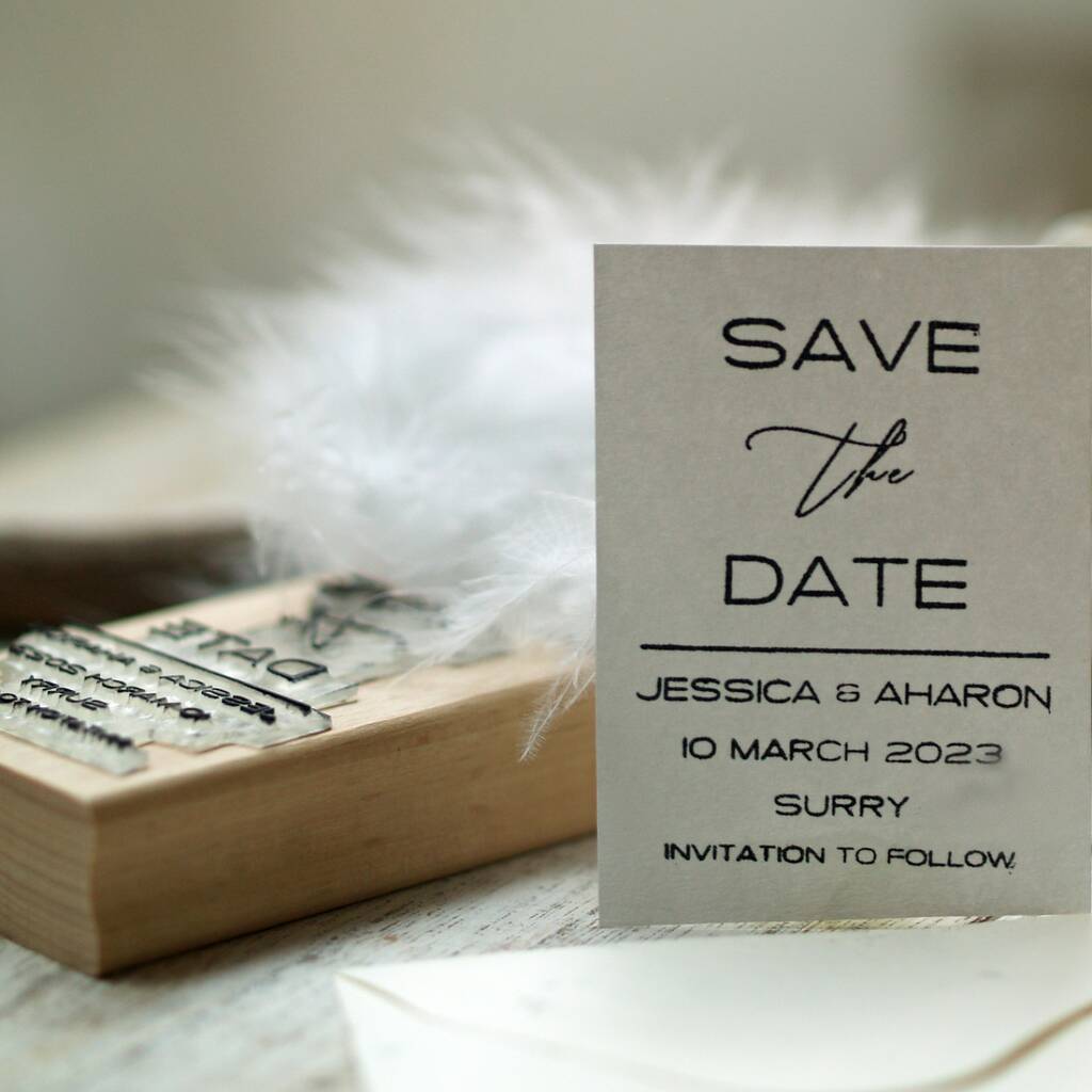 Elegant Save The Date Bespoke Rubber Stamp By Pretty Rubber Stamps