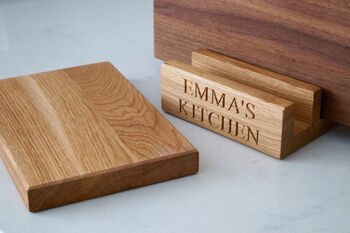 Wooden Chopping Board Set With Stand, 4 of 5