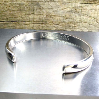 Mans Curved Sterling Silver Bracelet, 2 of 8
