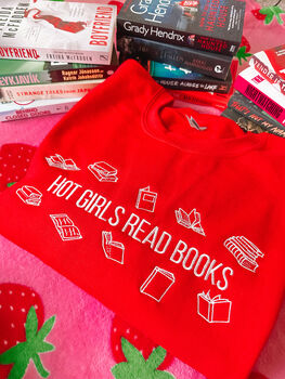 Hot Girls Read Books Embroidered Crewneck Sweatshirt, 3 of 4