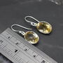 Oval Citrine Earrings: Dangle Drop, Sterling Silver, thumbnail 2 of 6