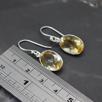 Oval Citrine Earrings: Dangle Drop, Sterling Silver, 2 of 6