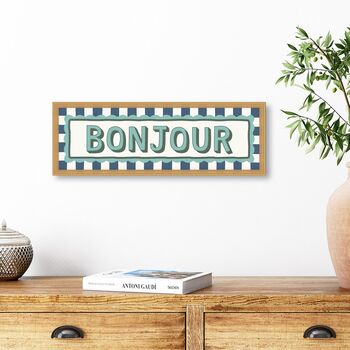 French Style Stripe Bonjour Framed Print, 4 of 8