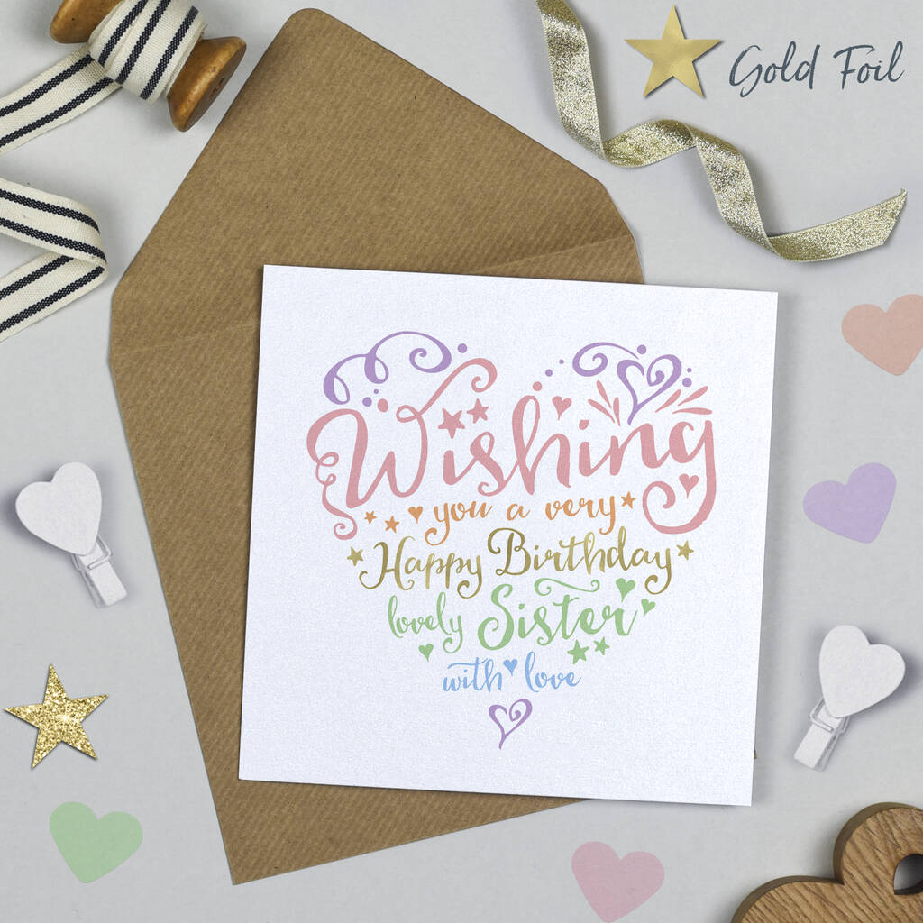 Heart And Soul Rainbow Sister Birthday Card