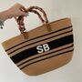 Personalised Lena Rope Stripe Bamboo Handle Tote Beach Bag, thumbnail 2 of 6