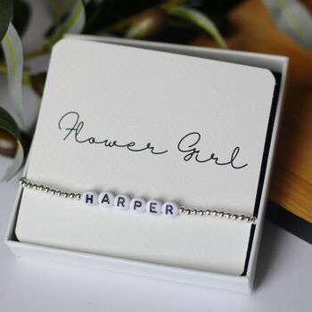 Personalised Flower Girl Beaded Bracelet, 3 of 5