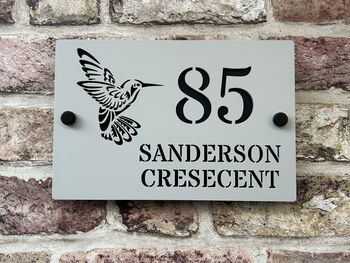 Personalised Hummingbird Design House Acrylic Number Sign, 9 of 10