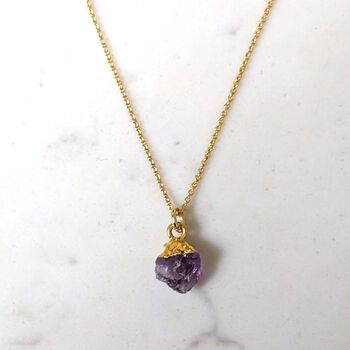 Amethyst Birthstone Necklace, February, Gold Plated, 3 of 6