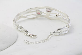Faceted Rose Quartz And White Opal Adjustable Bracelet, 5 of 8