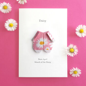 Personalised Birth Flower New Baby Origami Card, 7 of 7