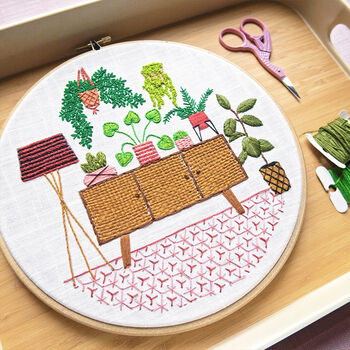 Botanical Living Room Plant Scene Embroidery Kit, 4 of 5
