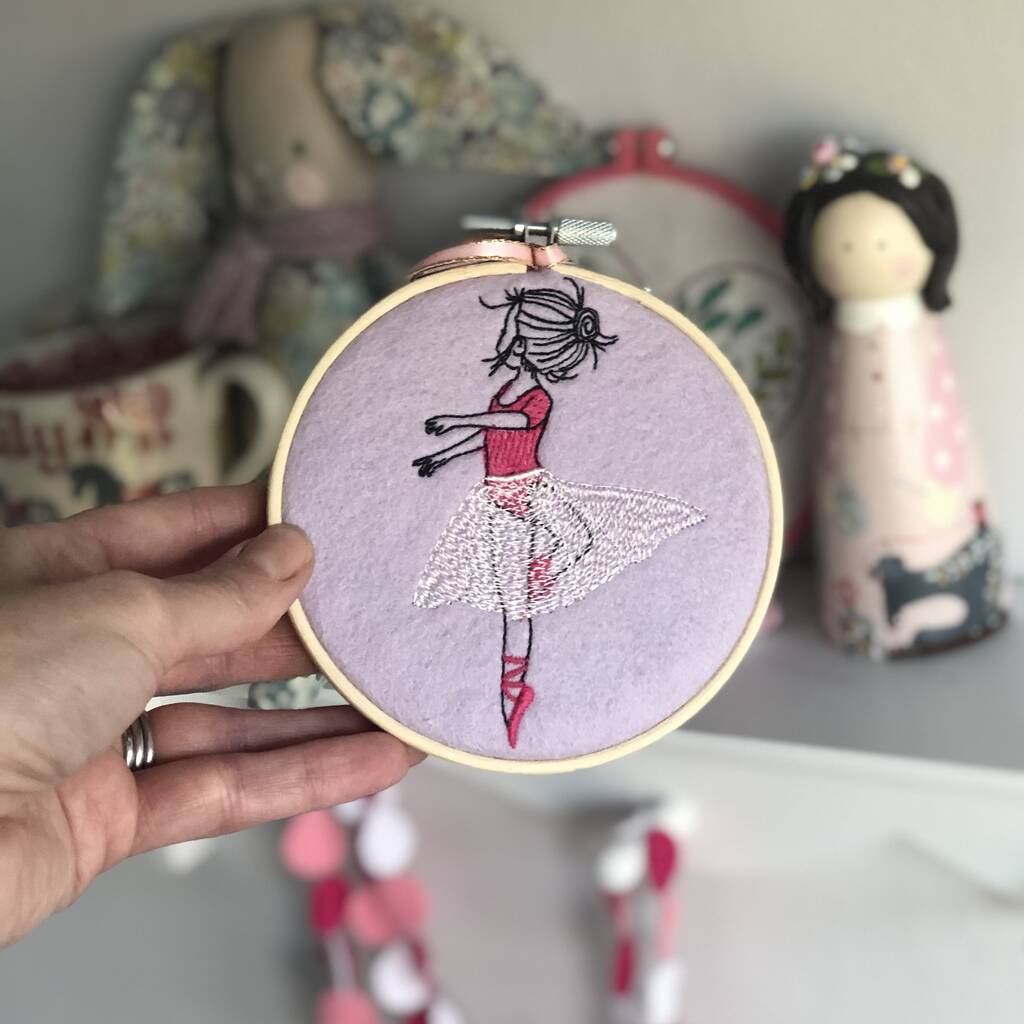 Personalised handmade ballet dancer embroidery hoop by lily  giraffe Personalised handmade ballet dancer embroidery hoop by lily  giraffe