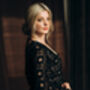 Black Lace Wedding Dress With Bell Sleeves And Train, thumbnail 10 of 12