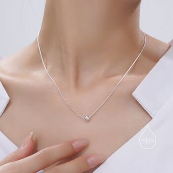 Sterling Silver Minimalist Single Bead Collar Necklace, 4 of 12