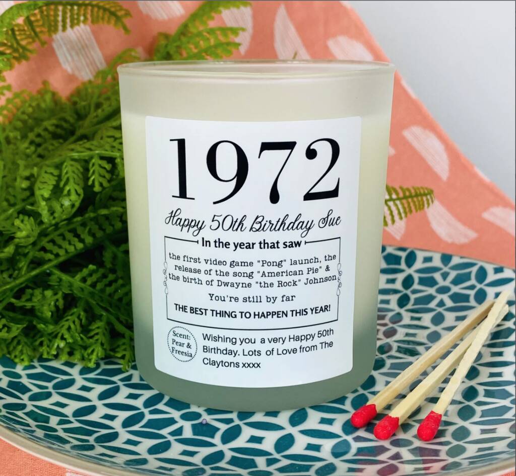 Personalised 50th Birthday Milestone Candle By The Fire Shack