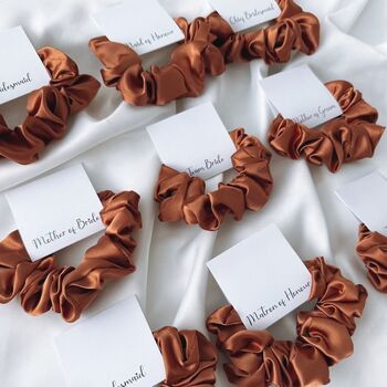 Bridesmaid Rust Satin Scrunchie, 2 of 2