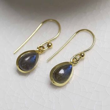 Gold Plated Labradorite Teardrop Earrings, 3 of 5