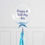 Personalised Baby Blue Tassel Confetti Bubble Balloon, thumbnail 2 of 3