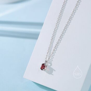Tiny Genuine Garnet Oval Pendant Necklace, 7 of 11