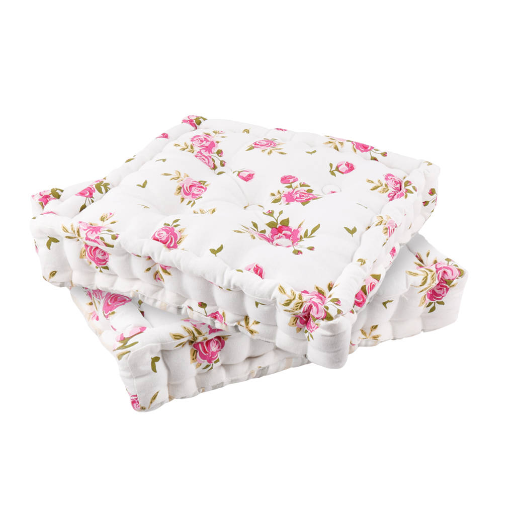 pair of cotton rose floor mattress cushions by dibor