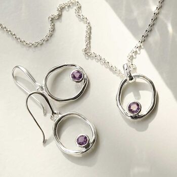Sterling Silver Gemstone Ripple Necklace, 9 of 11