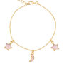 Amelia Rose Quartz Star And Moon Charm Bracelet, thumbnail 3 of 7