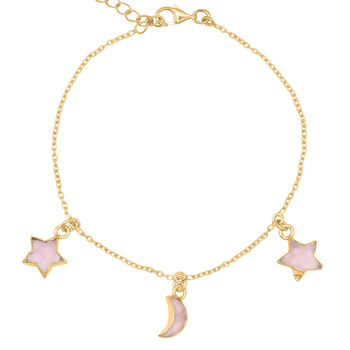 Amelia Rose Quartz Star And Moon Charm Bracelet, 3 of 7