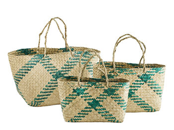 Colourful Striped Seagrass Baskets With Handles, 5 of 5