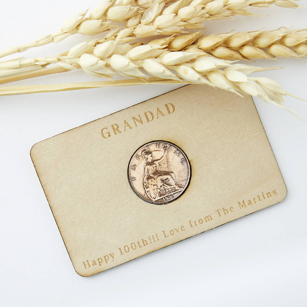 100th Birthday 1923 Farthing Personalised Wallet Card, 1 of 8