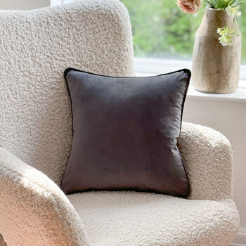 Super Soft Velvet Piped Cushion Pillow 43cm Slate Grey, 3 of 3