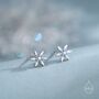 Blue Cz Snowflake Stud Earrings In Sterling Silver, thumbnail 1 of 12