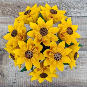 Origami Paper Sunflower With Leaves, 4 of 10