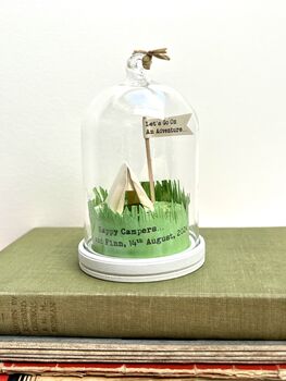 Personalised Camping Glass Dome With Tent And Flag, 9 of 9