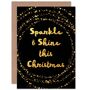 Sparkle And Shine Gold On Black Christmas Card, thumbnail 1 of 4