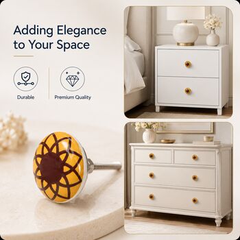 Sunflower Styled Ceramic Round Cabinet Knob, 7 of 9