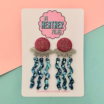 Xl Jellyfish Glitter Earrings, 2 of 5
