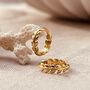 Gold Leaf Huggie Hoop Earrings, thumbnail 4 of 5