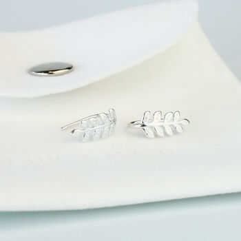 Sterling Silver Leaf Branch Hook Earrings, 4 of 5