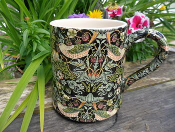 Jumbo Mug In Vintage William Morris Black Strawberry Thief Design, 3 of 6