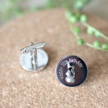 Personalised Cufflinks With Initials And Secret Message Silver Plated Script, 2 of 3