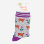Highland Cow Scottish Thistles Bamboo Ankle Socks Women's Grey Purple, thumbnail 4 of 4
