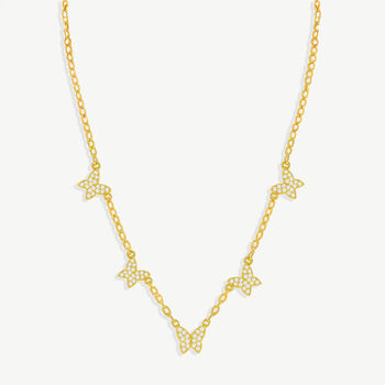 Dainty Choker With Five Butterfly Charms In 18k Gold, 4 of 4