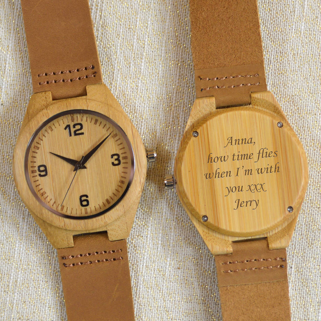 Engraved Wooden Wrist Watch By