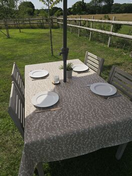 Hedgerow Haze Outdoor Tablecloth With Parasol Hole, 4 of 5