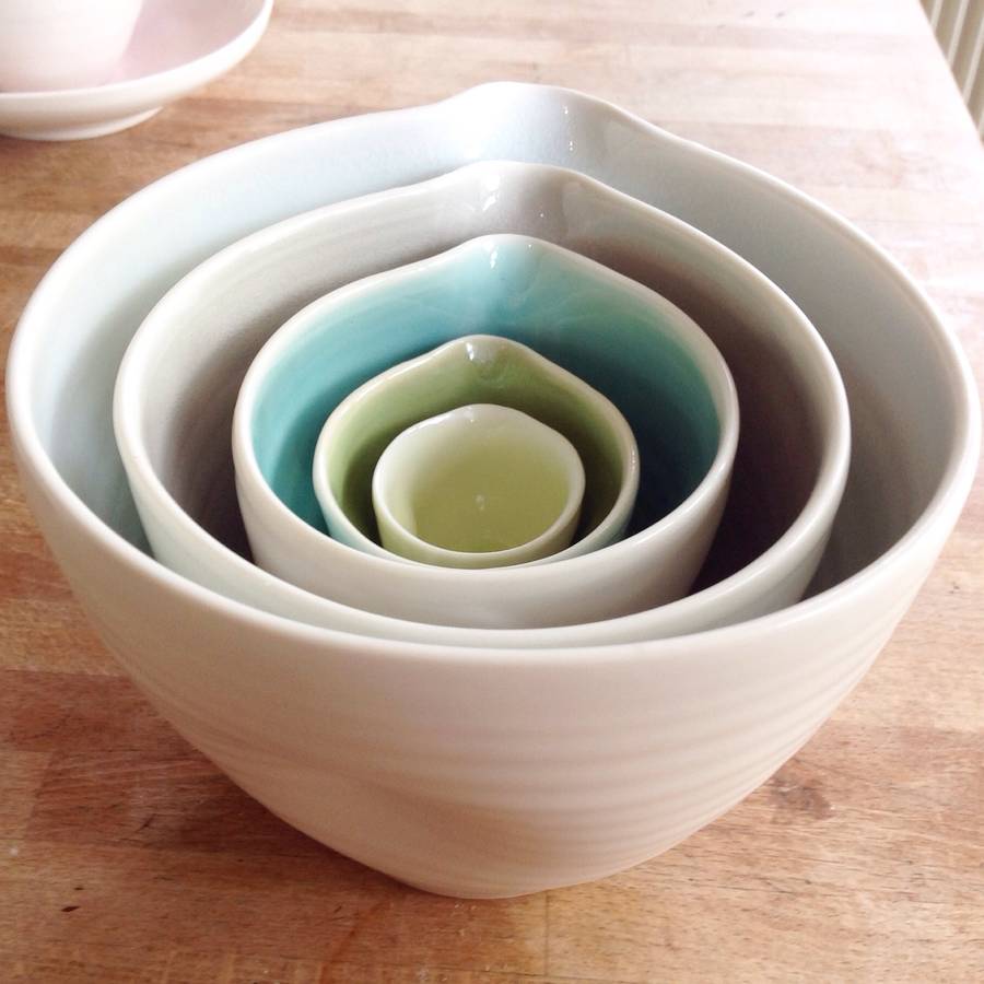 Handmade Nesting Porcelain Bowls, 1 of 6