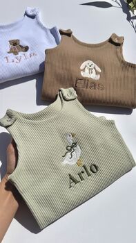Safari Personalised Baby Dungarees Romper | Personalized Gift, 3 of 10