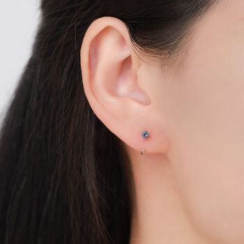 Sterling Silver Mystic Topaz Crystal Huggie Hoop Threader Earrings, 8 of 12