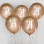 Five Gold 21st Birthday Balloons, thumbnail 1 of 2