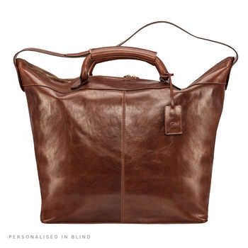 Personalised Large Leather Luggage Bag 'Fabrizio', 2 of 12